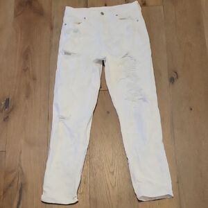 American Eagle White Mom Denim Jean Size 8 Long